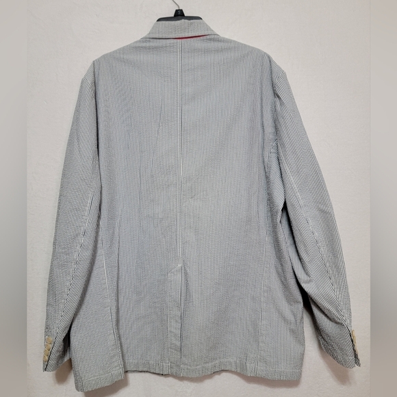 Men's Land's End Striped Sports Coat, Blue/White, Size XL, Preowned EUC - Picture 2 of 8
